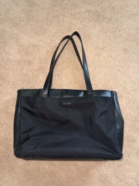 Classic Black Women's Tote Bag with Long Handles and Computer Sleeve Insert